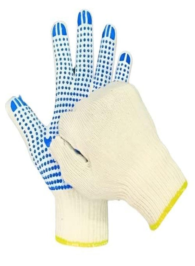 Veltrix - 1 Pair Cotton PVC Dotted Hand Gloves | Washable & Reusable | For Kitchen, Gardening, Industrial, Agricultural & Construction Use | Better Grip for Material Handling & Safety - Image 2